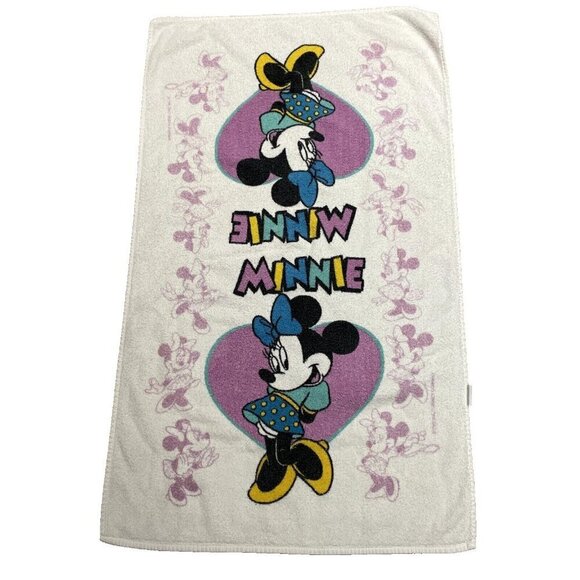 Vintage Disney Minnie Bath Towel Love Hearts 100% Cotton 39X23" Cannon USA - Picture 1 of 8